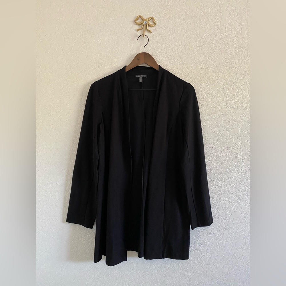 Eileen Fisher System Lightweight Washable Stretch Crepe Long Jacket Size XS